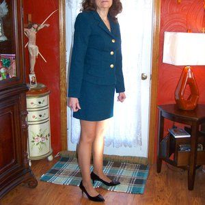 XOXO   DARK GREEN  OFFICE SKIRT SUIT VINTAGE  SIZE   9